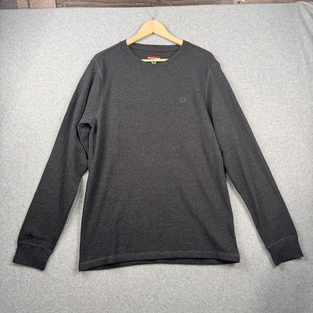 Akademiks Thermal Shirt Mens Medium Charcoal Gray Waffle Knit Long Sleeve NEW